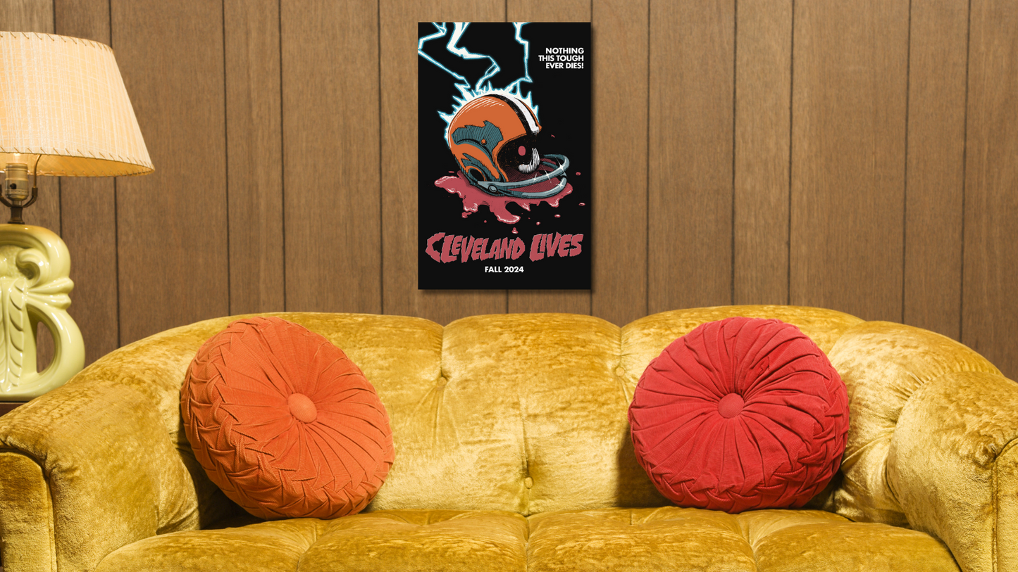 "Cleveland Lives" Vintage Horror Football Poster