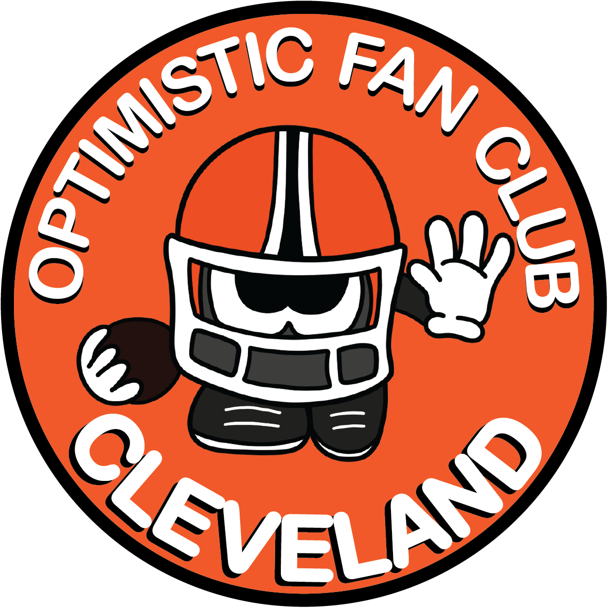 Helmet Man Sticker - Optimistic Cleveland Fan Club Circle Sticker | Cleveland Football Sticker